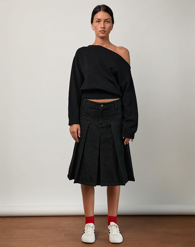 Image of Jalira Asymmetric Cinch Jumper in Black