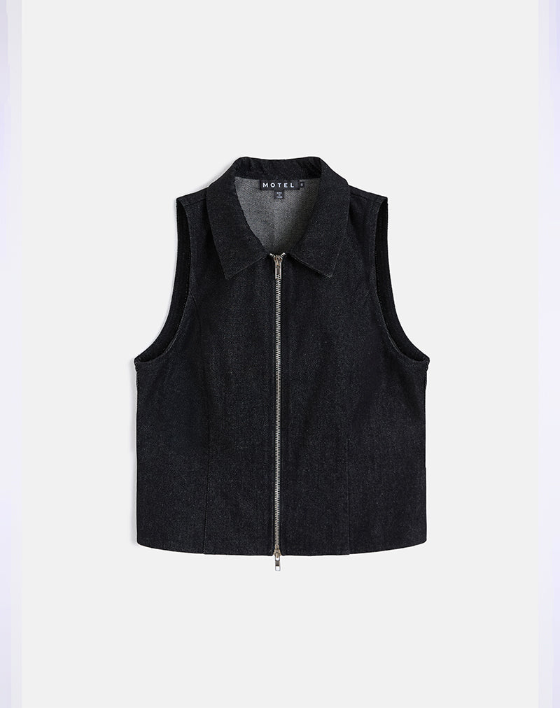 Image of Janae Vest in Denim Black Wash