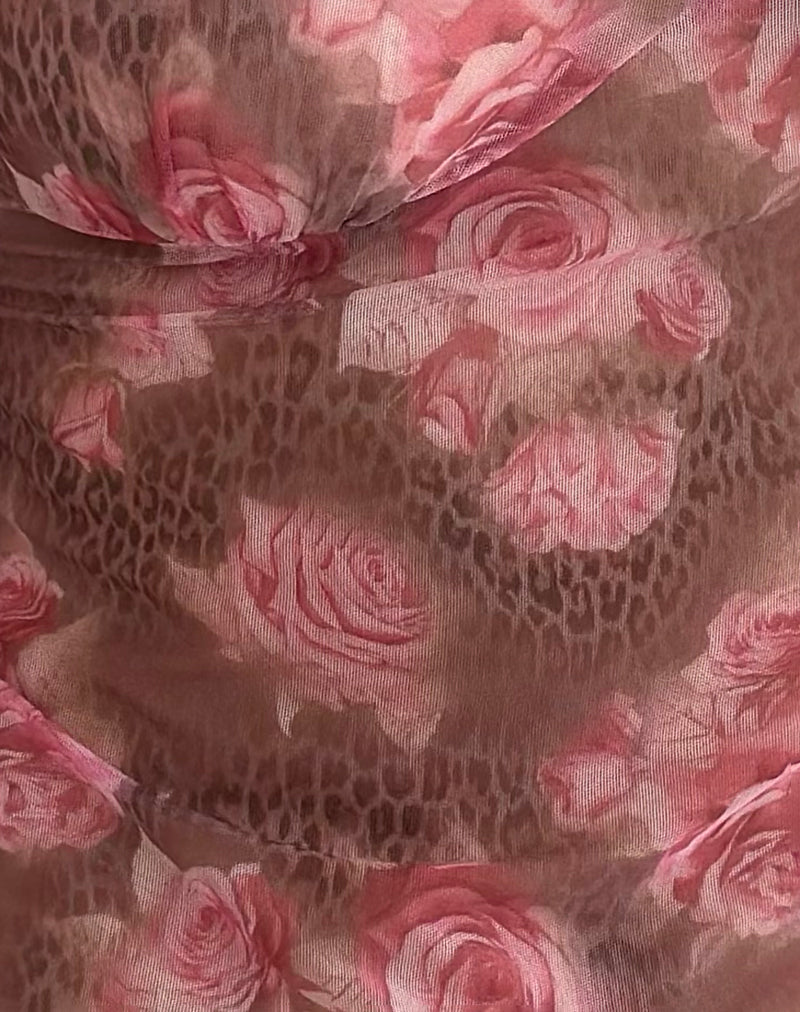 Image of Janari Cami Top in Mesh Rose Leopard