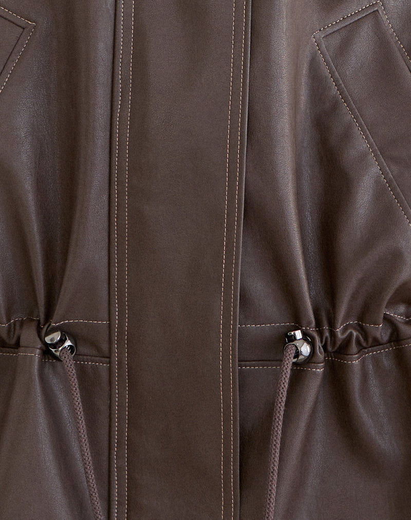 Image of Jannik Jacket in PU Dark Brown