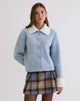 Image of Jano Jacket in Faux Suede Blue with Borg