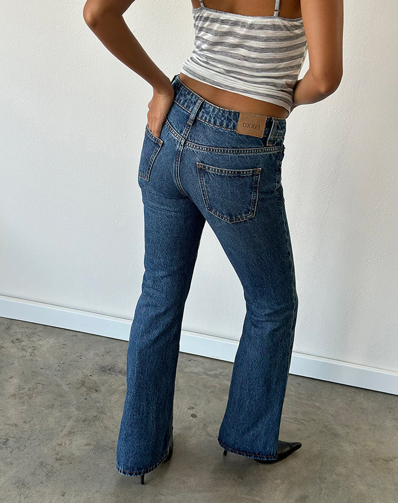 Image of Rigid Low Rise Flare Jeans In Mid Blue Used