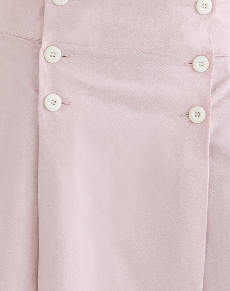 Image of Babete Pleat Midi Skirt in Cotton Twill Soft Pink