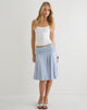 Image of Faliha Midi Skirt in Lyocell Dusty Blue with Pearl Buttons