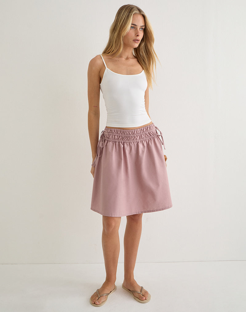 Image of Khimar Gathered Midi Skirt in Poplin Dusty Rose