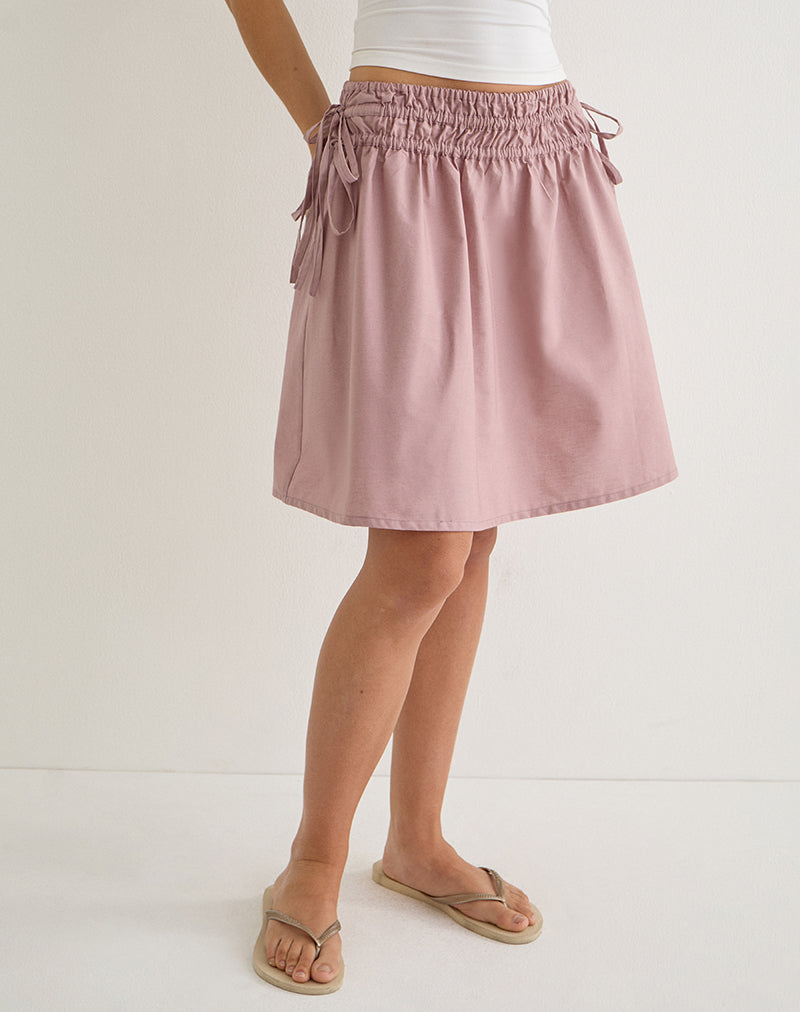 Image of Khimar Gathered Midi Skirt in Poplin Dusty Rose