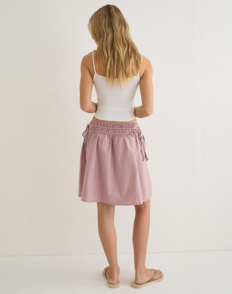 Image of Khimar Gathered Midi Skirt in Poplin Dusty Rose