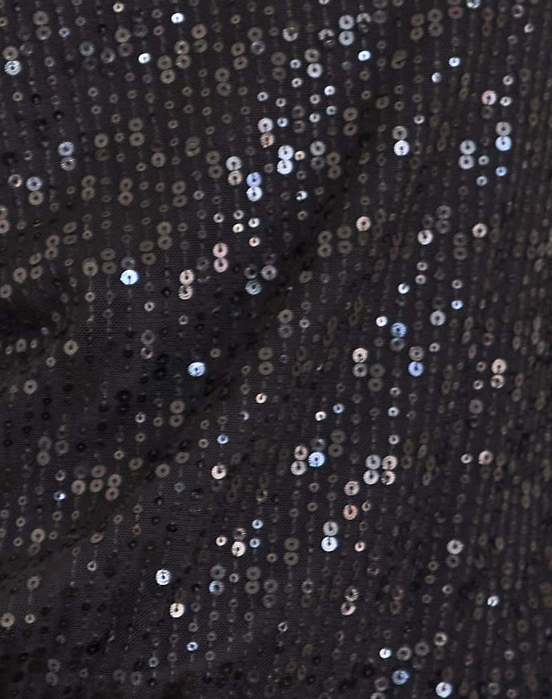 Image of Jasilia Long Sleeve Mini Dress in Gauzy Sequin Black