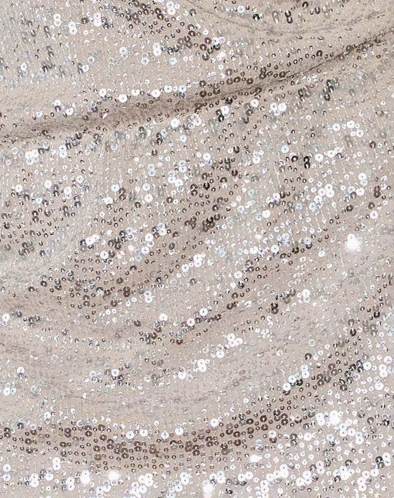 Image of Jasilia Long Sleeve Mini Dress in Neutral Sequin