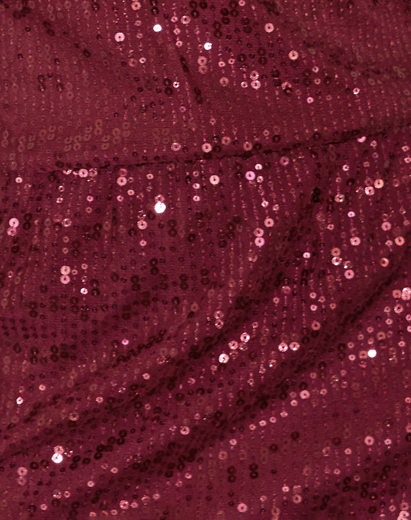 Image of Jasilia Long Sleeve Mini Dress in Gauzy Sequin Red