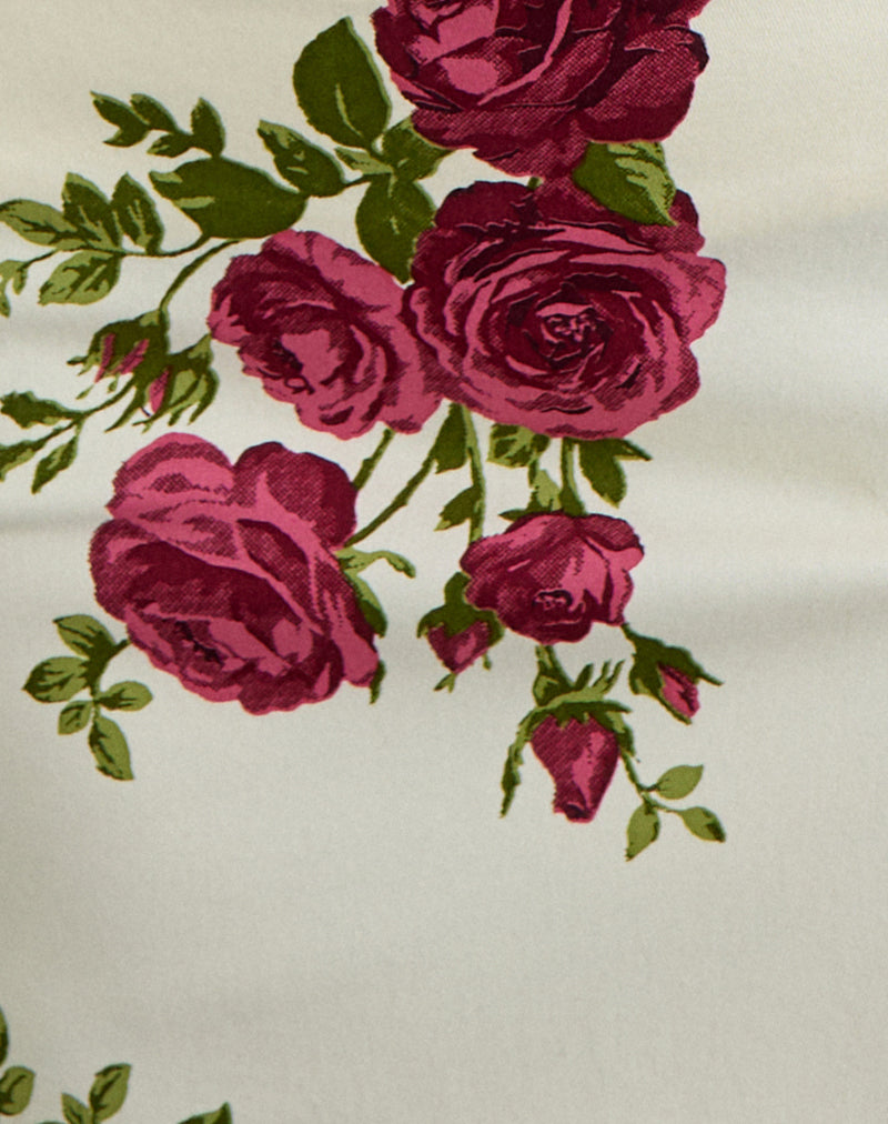 Image of Pravara Mini Skirt in Bouquet Roses Cream