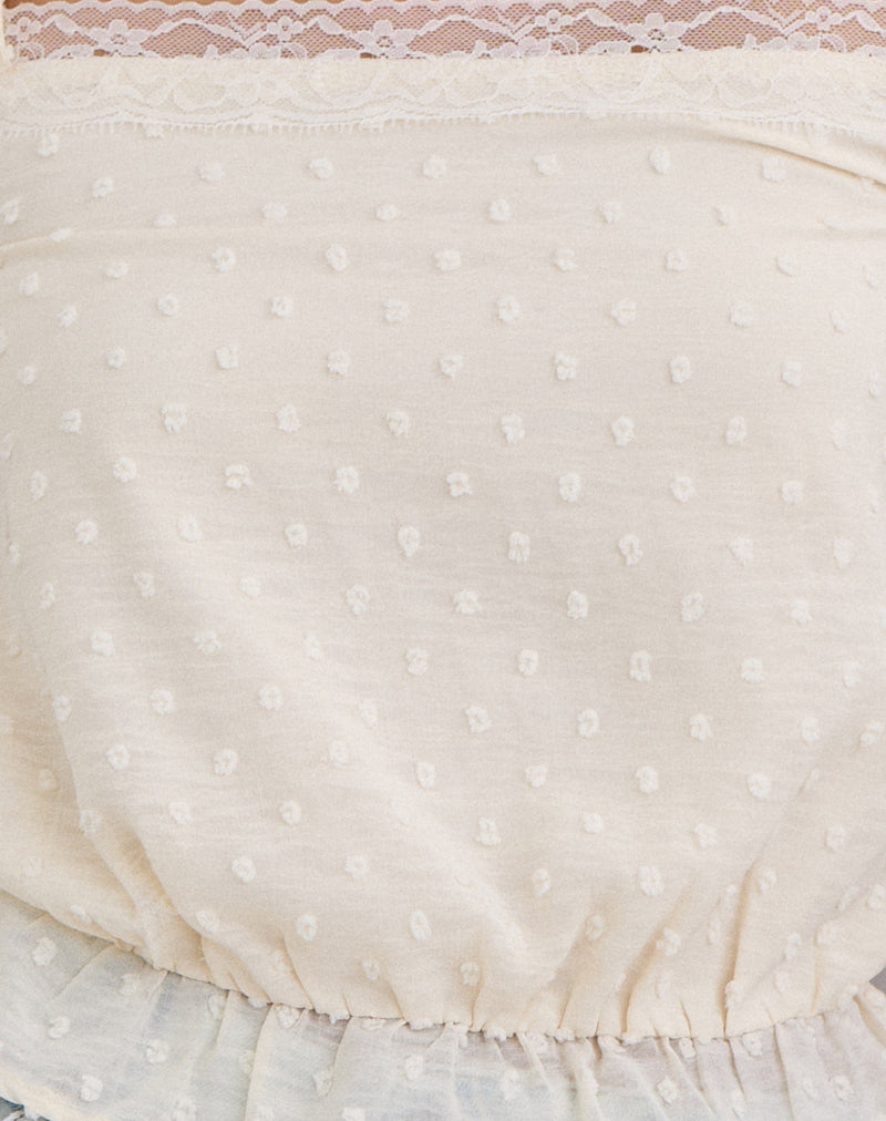 Image of Jetlyn Top in Dobby Chiffon Cream with Lace Panel