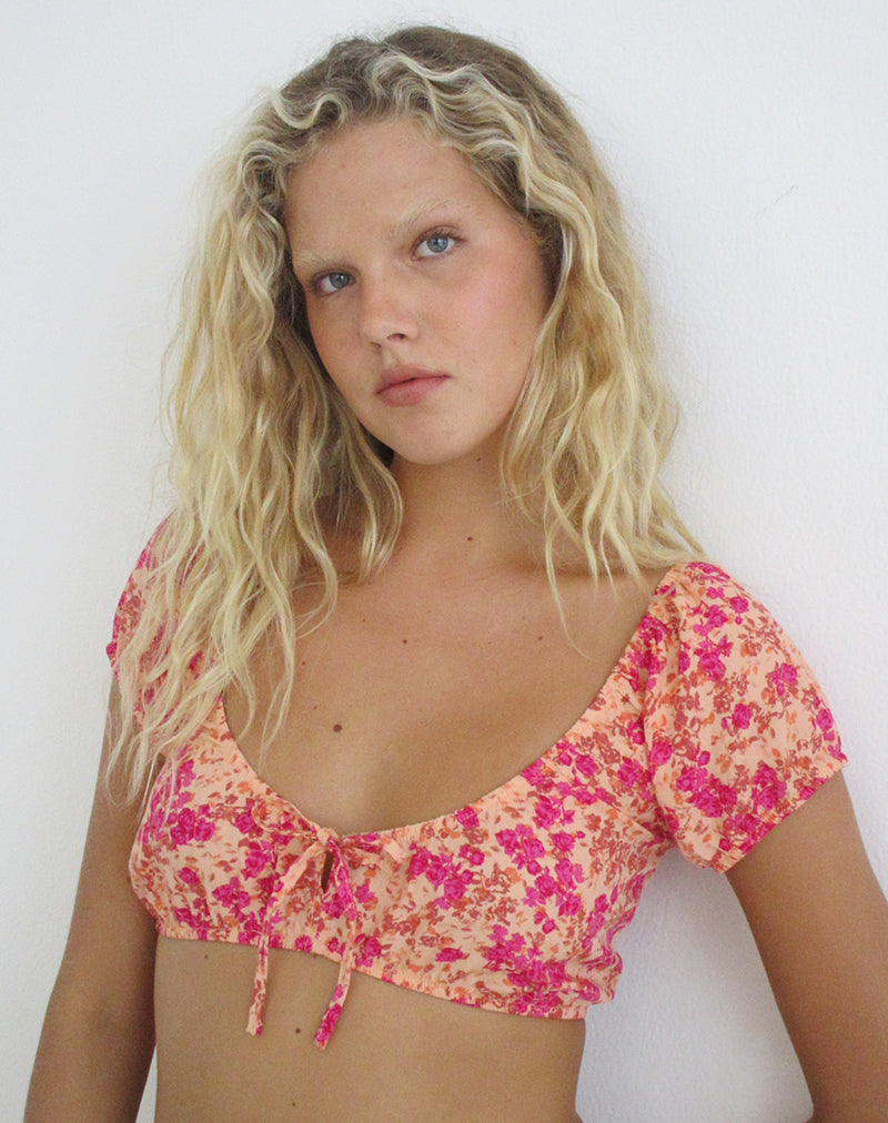 Image of Jiha Top in Dark Wild Flower Cantaloupe