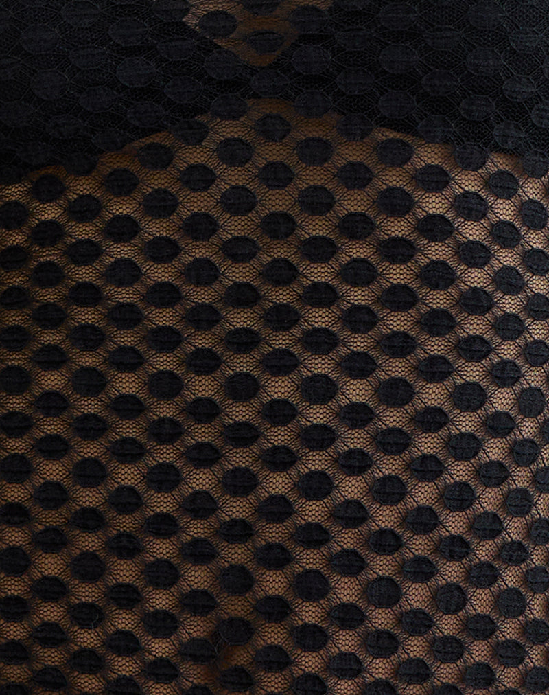 Image of Jiwon Keyhole Top in Polka Lace Black
