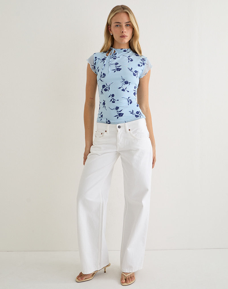 Image of Jiwon Keyhole Top in Thin Leafy Blue