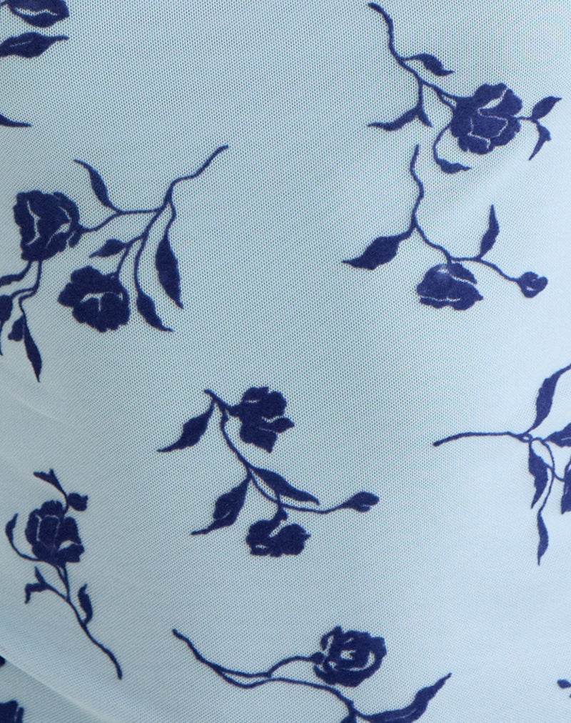Image of Jiwon Keyhole Top in Thin Leafy Blue