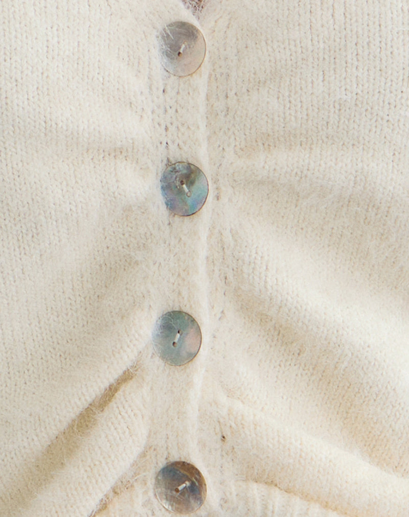Image of Jiyo Gathered Cardigan in Knit Ivory