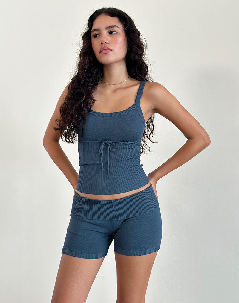Image of Hallie Knitted Hot Pants in Ocean Storm