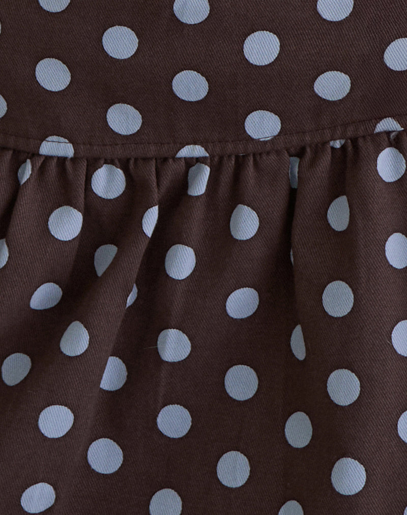 Image of Jolea Pleated Mini Skirt in Mono Polka Brown