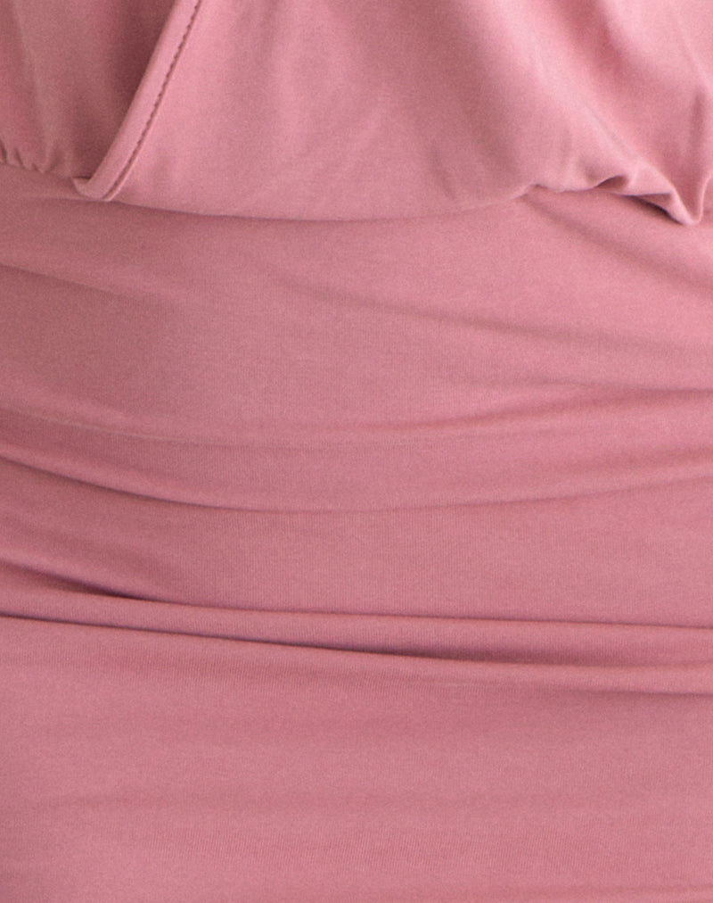 Image of Jolicia Halterneck Mini Dress in Cupro Pink