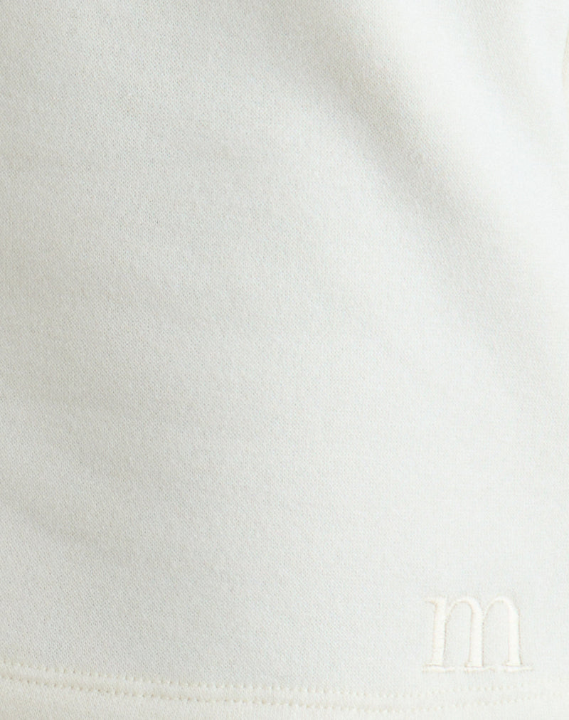 Image of Lecent Short in Winter White with Tonal M Embroidery