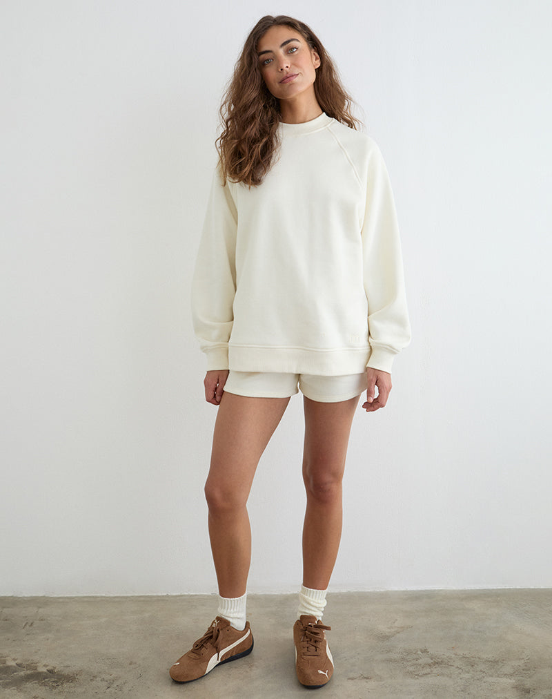 Image of Jorai Sweater in Winter White with Tonal M Embroidery