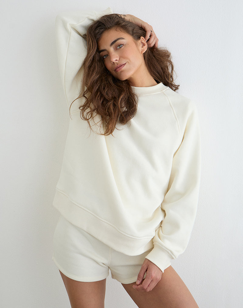 Image of Jorai Sweater in Winter White with Tonal M Embroidery
