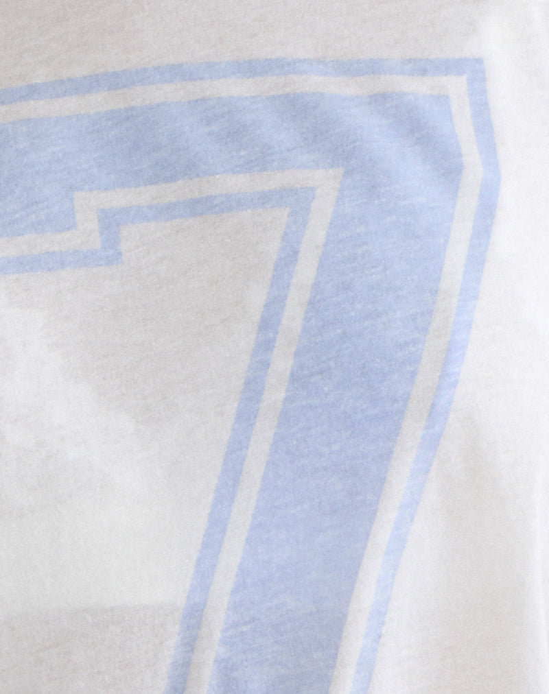 Image of Josie Long Sleeve Top in White with Seven and Stripes Graphic