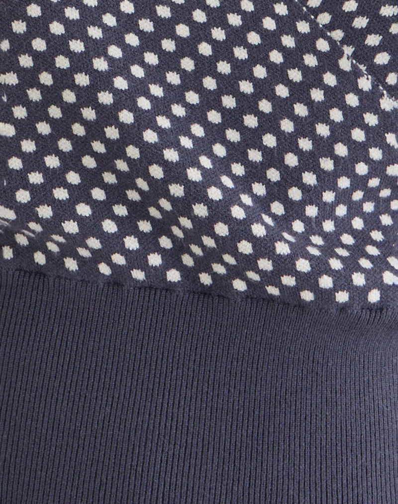 Image of Josina Top in Knit Compact Polka Grey and Ivory
