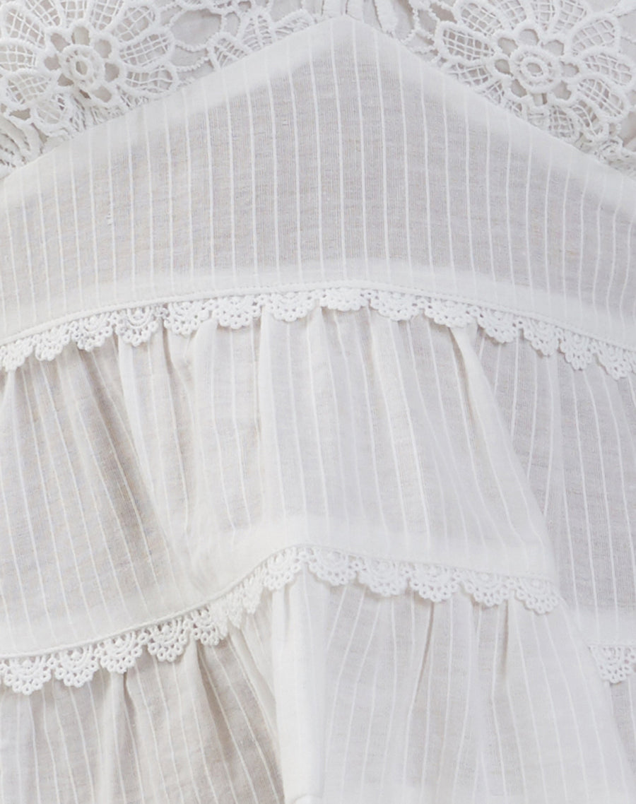 Image of Juanita Frill Halterneck Top in Crochet White
