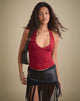 Image of Jugo Halterneck Top in Adrenaline Red with Eyelets