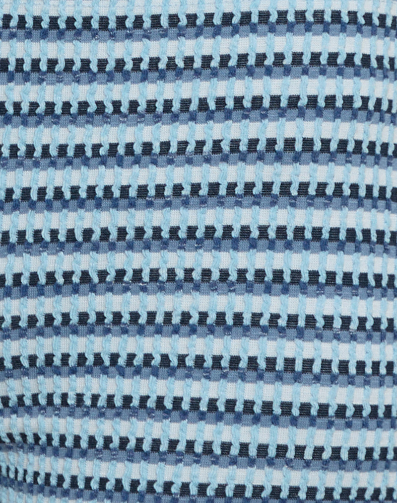 Image of Sera Micro Short in Textured Rib Stripe Tonal Blue