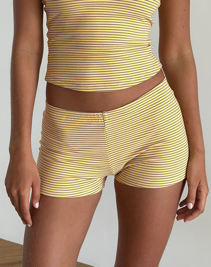 Image of Sera Micro Shorts in Stripe Jersey Yellow Grey