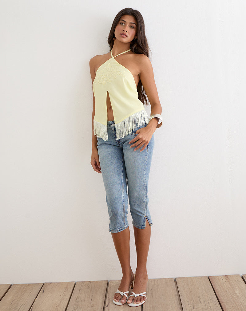 Image of Junaya Top in Lemon with Vintage Bloom Embroidery
