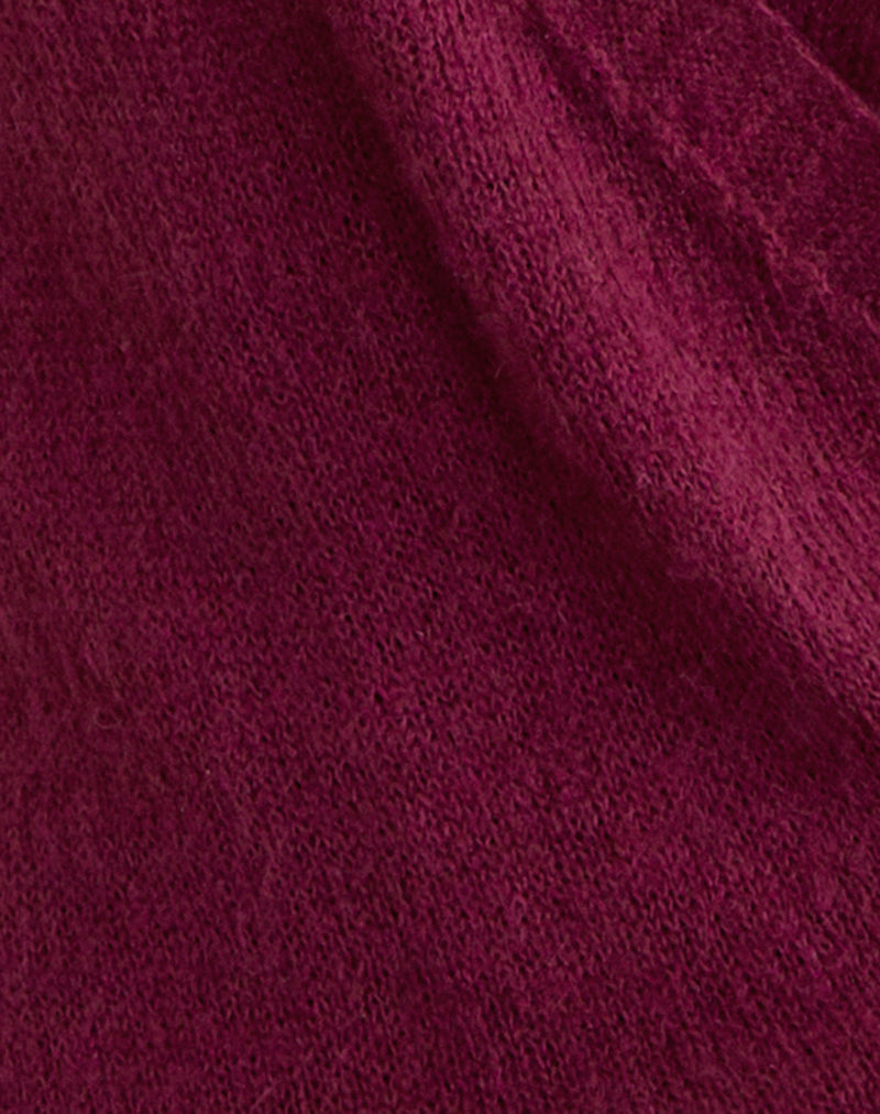 Image of Junbi Wrap Mini Dress in Knit Wine