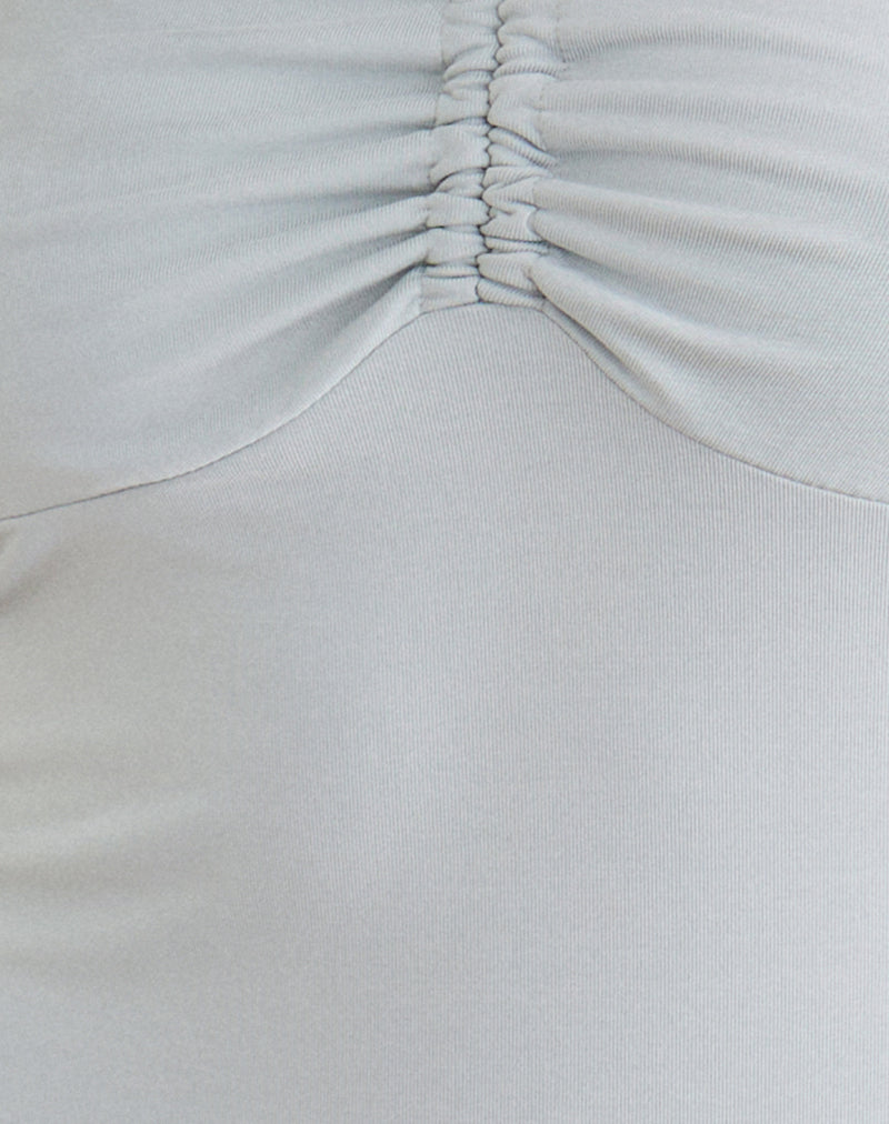 Image of Juvela Halterneck Mini Dress in Cupro Ice Blue