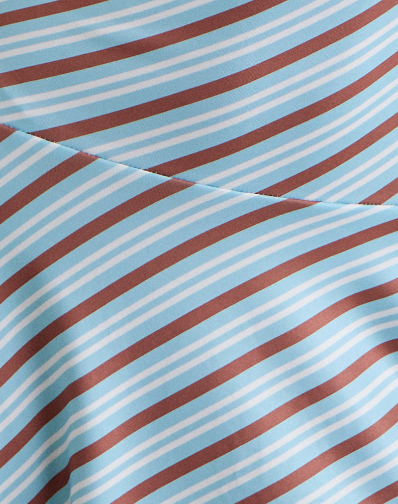 Image of Kagari Mini Dress in Diagonal Stripe Light Blue