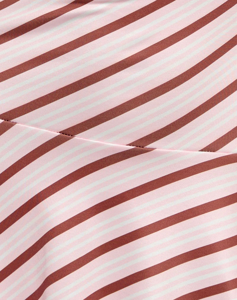 Image of Kagari Mini Dress in Diagonal Stripe Pink