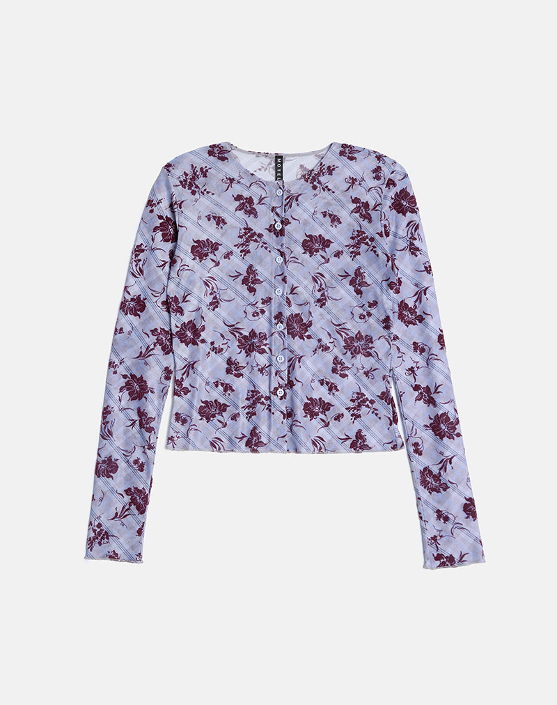 Image of Kahula Top in Lotus Flock Check Lavender