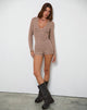 Image of Kaipo Tie Back Playsuit in Brown Ivory Stripe