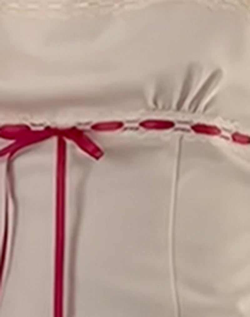 Image of Kaita Cami Top in Cream with Red Binding