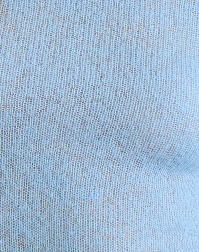 Image of Kaizo Top in Sheer Knit Cool Blue