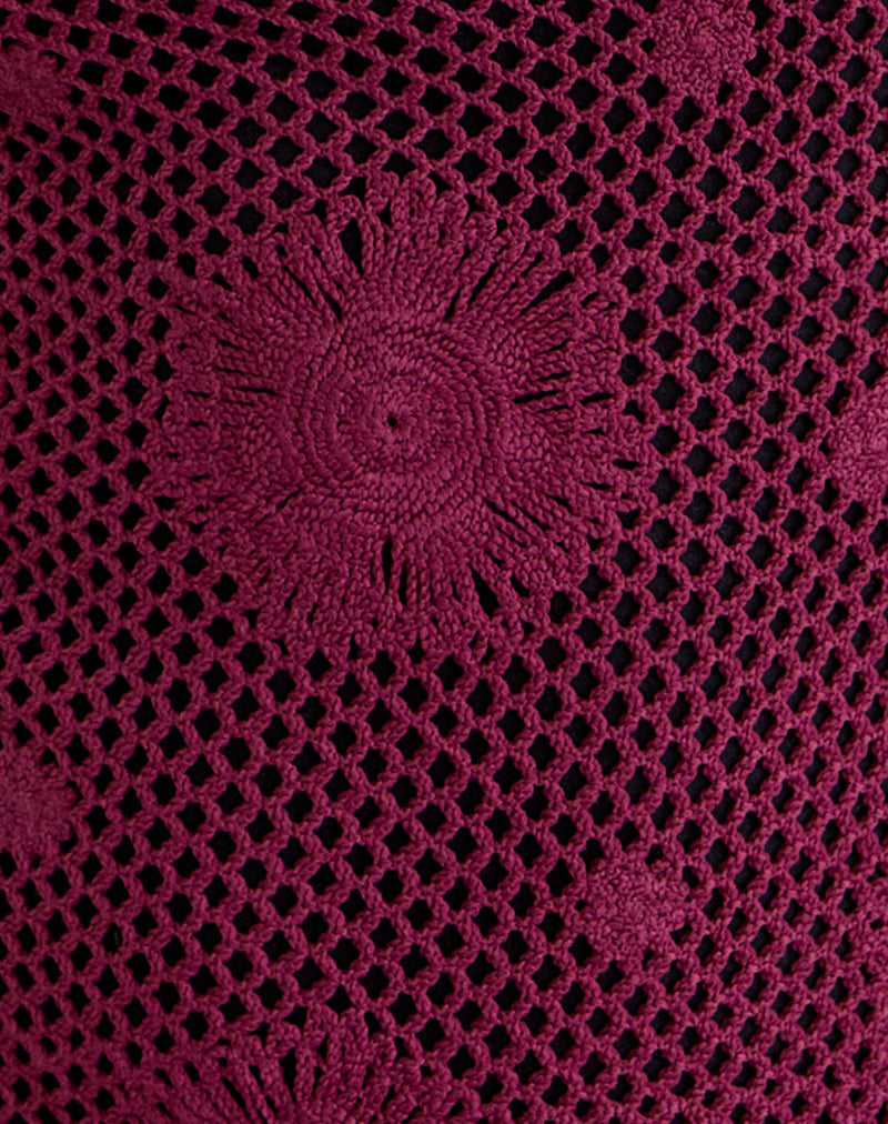 Image of Kaku Mini Dress in Crochet Knit Zinfandel