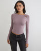 Image of Kalais Long Sleeve Twisted Top in Dusty Mauve