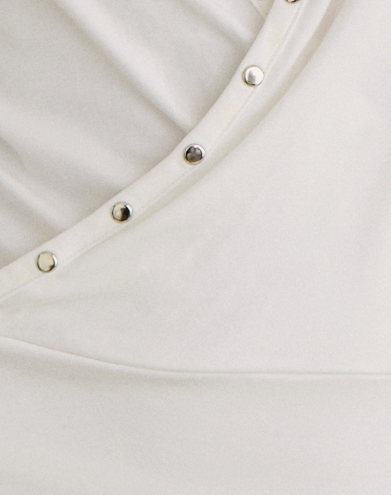 Image of Kalei Cami Top in Rayon Jersey Off White with Studs