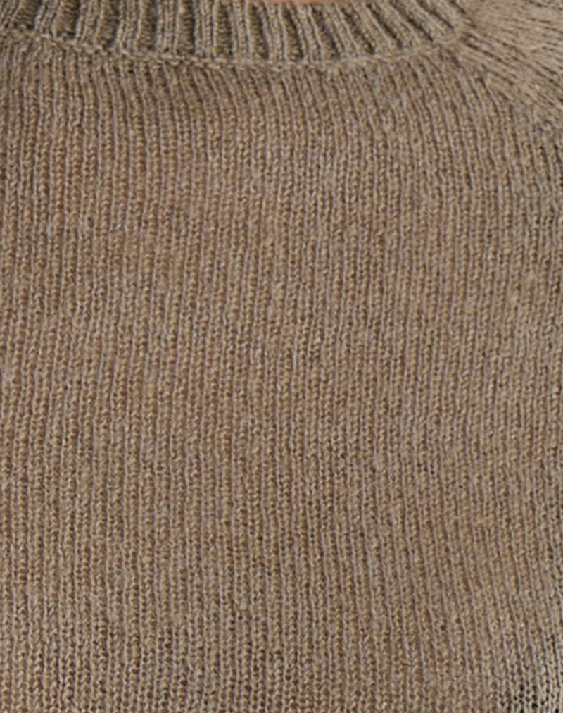 Image of Kaleo Roll Edge Jumper in Knit Khaki