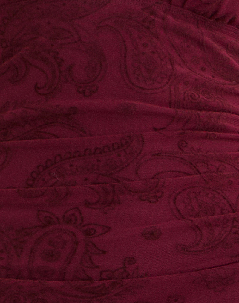 Image of Kamau Dress in Flock Compact Paisley Wine
