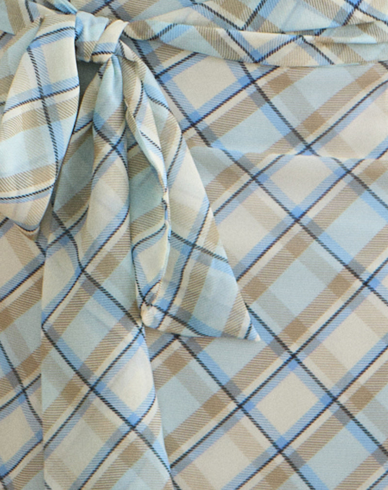 Image of Kamili Midi Skirt in Chiffon Vintage Blue Check