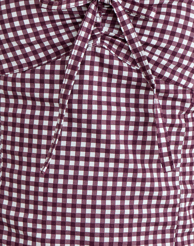 Image of Kampi Halterneck Top in Mini Gingham Wine
