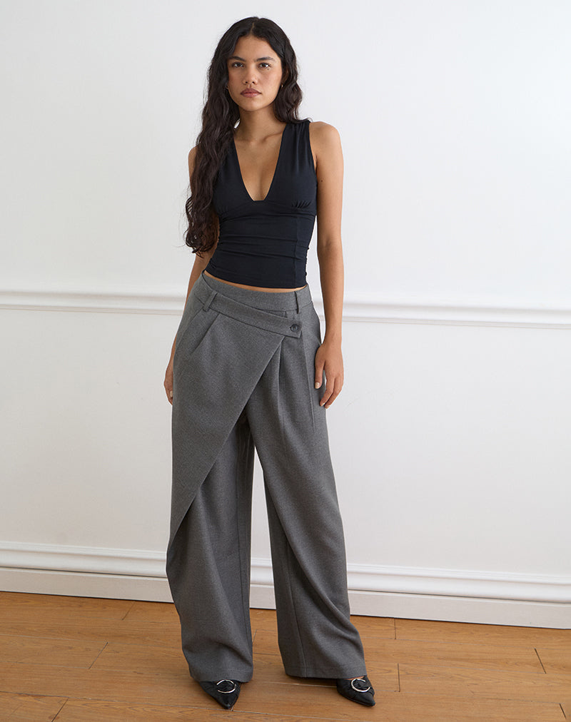 Image of Kanna Asymmetric Trouser in Tailoring Charcoal